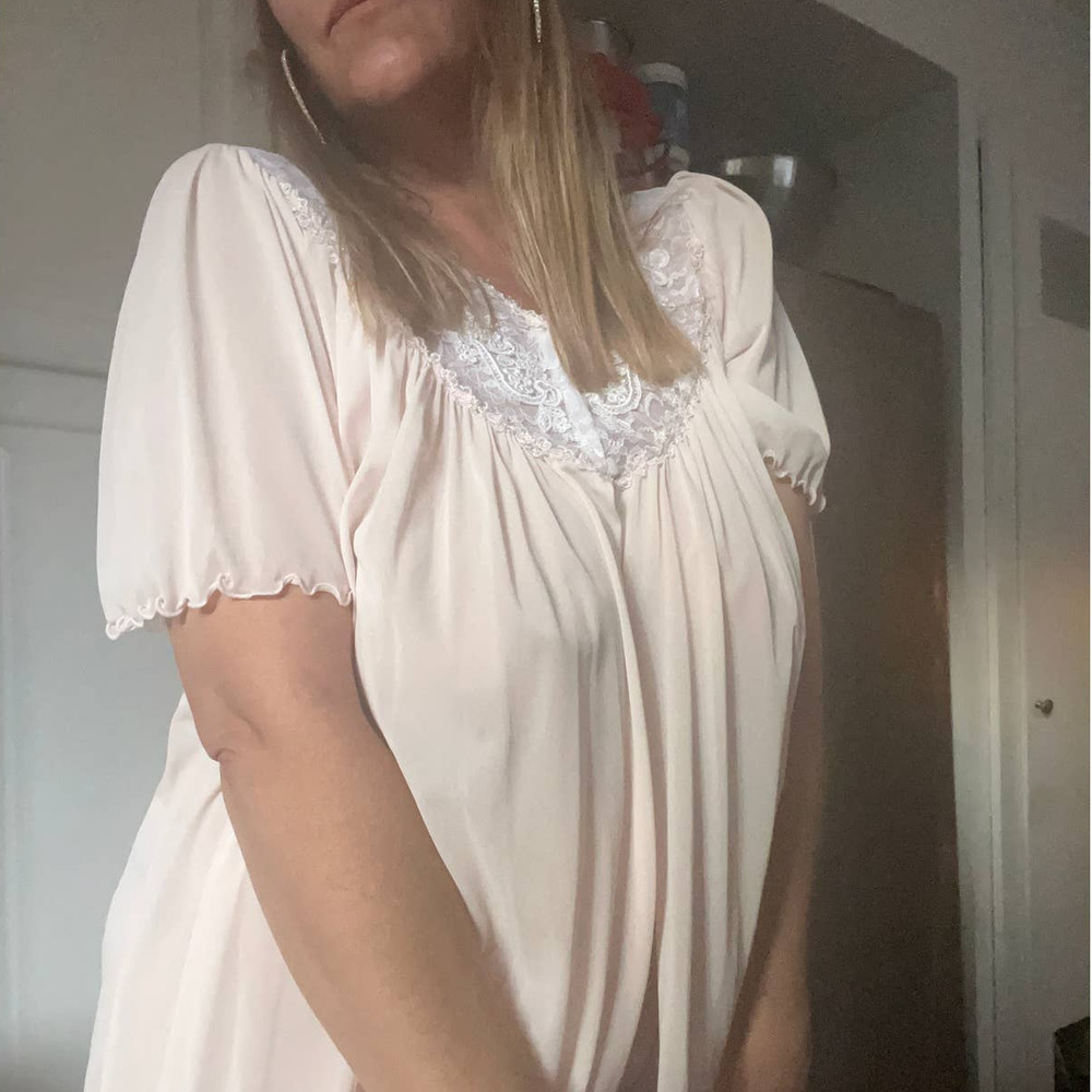 Miss Elaine Classics Light Pink Vintage Ruffled Nightgown OS